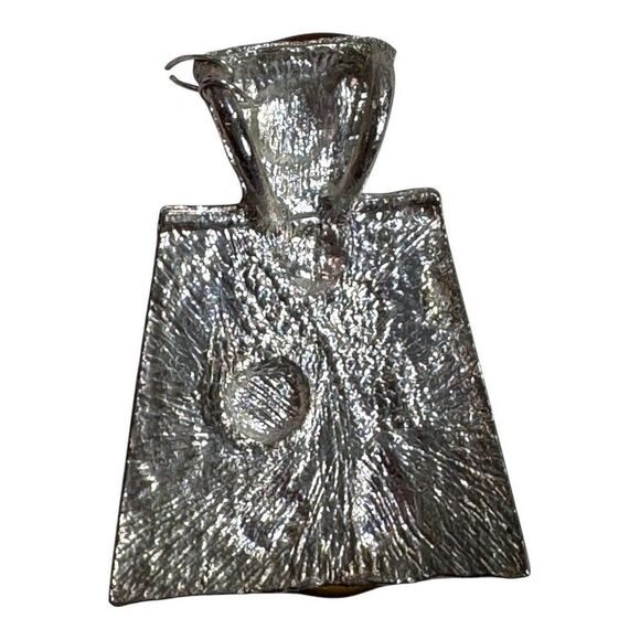 Amber & Silver-Tone Enamel Vintage Pendant Textured Design & Embedded Stones - Picture 2 of 4